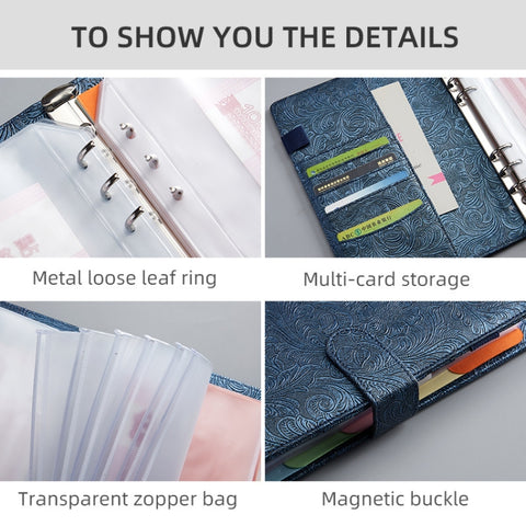 YMX-007 PU Leather Budget Binder Notebook Embossed Model Handbook, A6, A5