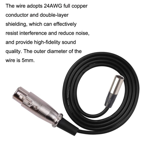 Xlrmini Caron Female To Mini Male Balancing Cable For 48V Sound Card Microphone Audio Cable, 0.5m, 1m, 1.5m, 2m, 3m, 5m, 10m