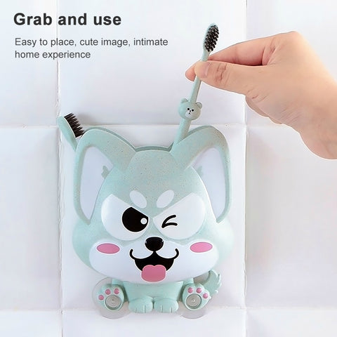 Cartoon Dog Suction Wall Toothbrush Toothpaste Shelf, Size:16x14x5cm