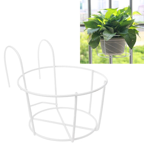 Balcony Fence Round Metal Flower Stand Wrought Iron Wall-mounted Flower Pot Stand, S, M, L, XL