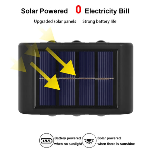 Solar Wall Lamp Outdoor Waterproof Up And Down Double-headed Spotlights, 2LED NiMH, 6LED NiMH