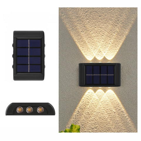Solar Wall Lamp Outdoor Waterproof Up And Down Double-headed Spotlights, 2LED NiMH, 6LED NiMH