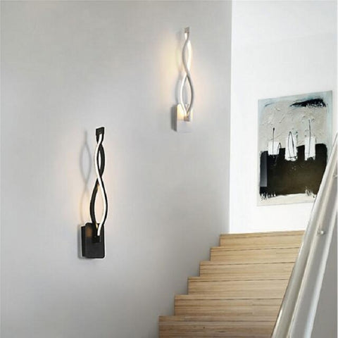 Simple Led Aisle Bedroom Bedside Wall Lamp, White, Black