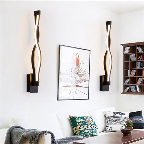Simple Led Aisle Bedroom Bedside Wall Lamp, White, Black