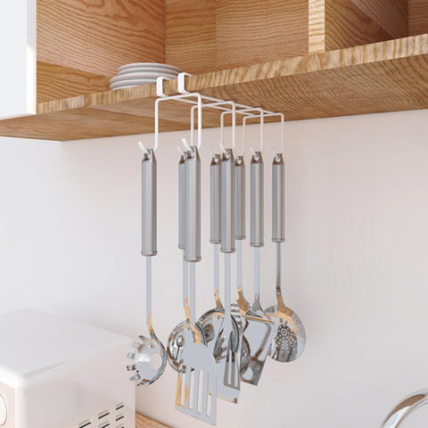 Hanging Nail-free Partition Cup Holder Creative Kitchen Supplies Storage Rack, 8 Hooks, 6 Hooks