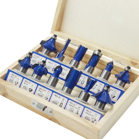 Woodworking Milling Cutter Set Trimming Machine Head Electric Wood Milling Engraving Machine Cutter, Red 1/4 Handle 12PCS, Blue 1/4 Handle 12PCS, Red 1/2 Handle 12PCS, Blue 1/2 Handle 12PCS, Red 1/4 Handle 15PCS, Red 1/2 Handle 15PCS                   ...