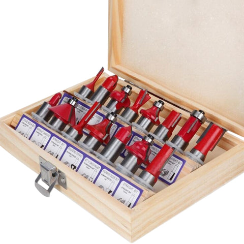 Woodworking Milling Cutter Set Trimming Machine Head Electric Wood Milling Engraving Machine Cutter, Red 1/4 Handle 12PCS, Blue 1/4 Handle 12PCS, Red 1/2 Handle 12PCS, Blue 1/2 Handle 12PCS, Red 1/4 Handle 15PCS, Red 1/2 Handle 15PCS                   ...