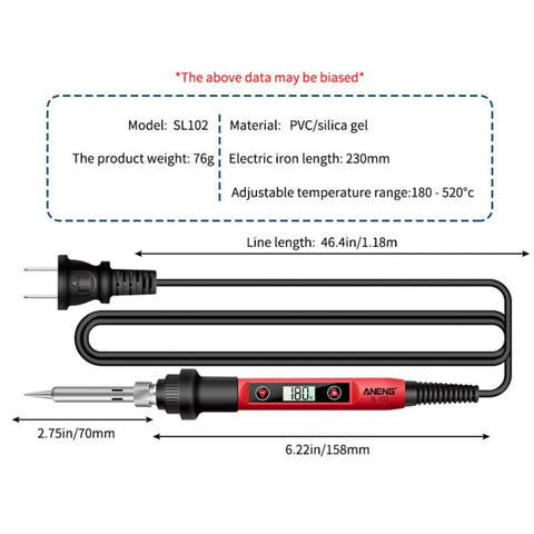 ANENG 60W Adjustable Temperature Electric Soldering Iron Welding Tool,, US Plug, EU Plug