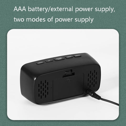 Battery Plug-In Dual-Purpose LED Clock Bedside Alarm Clock,, Rectangular Black Surface White Light
