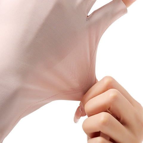 Ladies Sunscreen Gloves Half Finger Ice Silk Gloves,Style:, Cent Finger, Linked Finger