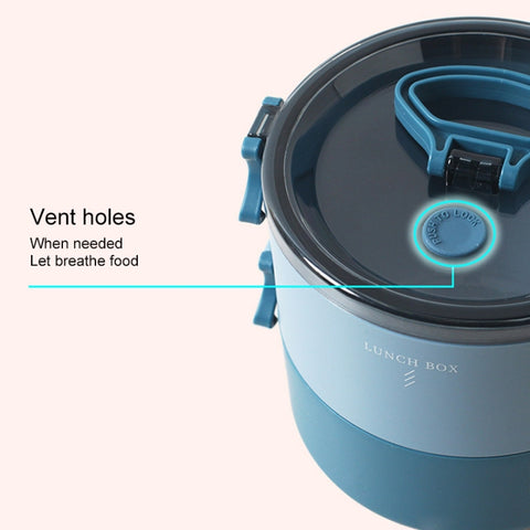Round Portable Insulation Partitioned Lunch Box Student Office Workers Heated Microwave Oven Bento Box, Single Layer, Double Layer