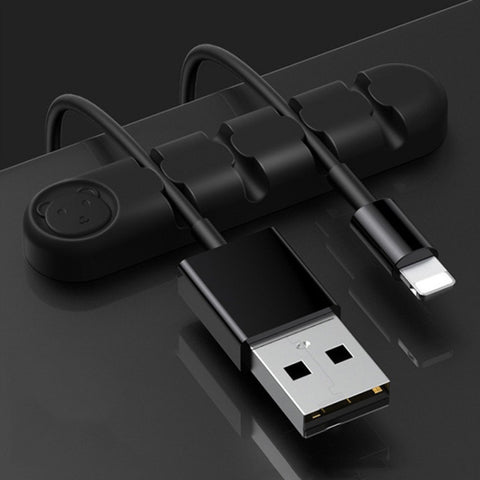 5 PCS 4 Holes Bear Silicone Desktop Data Cable Organizing And Fixing Device, 4 Holes