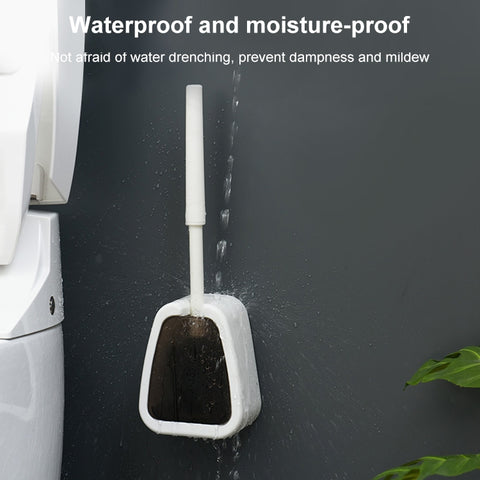 Wall-mounted Toilet Brush Simple No-punching Bathroom Cleaning Brush, White, Black