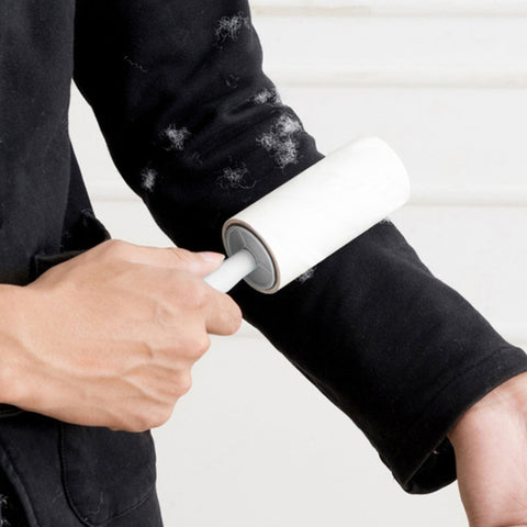 Long Handle Tearable Roller Sticky Paper Household Coat Sticky Hair Artifact, White, Gray, Apricot