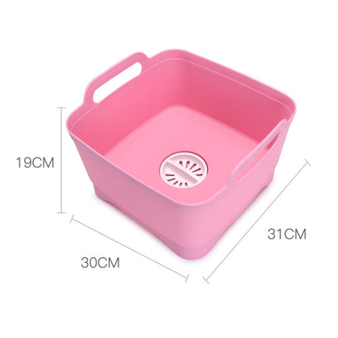2 PCS Multifunctional Mobile Sink Kitchen Plastic Vegetable Washing Basket Fruit And Vegetable Storage Drain Basket, Pink, Purple, Green, Blue, White, Dark Gray, Dark Green