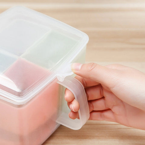 Household Kitchen Split Combined Fresh Box Three Grid Spice Box with Spoon, Round, Square, Apple Shape