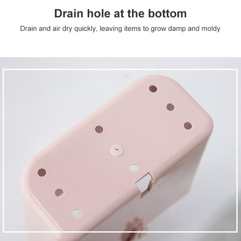 Bathroom Rack Wall-mounted Suction Cup Free Punch Storage Box Washstand Toothbrush Toothpaste Rack, White, Pink, Green