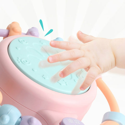 Baby Music Hand Drum Multi-function Early Education Puzzle Rattle Toy, Pink, Blue