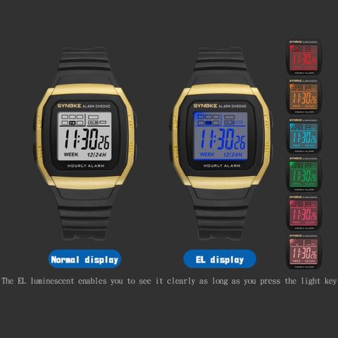 SYNOKE 9023B Multifunctional Sports Shockproof & Waterproof Electronic Watch, Black, Silver, Gold