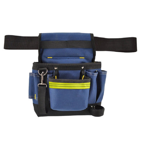 Electrician Maintenance Adjustable Multi-pocket Hardware Tool Belt Bag Multi-function Storage Bag, Black, Blue