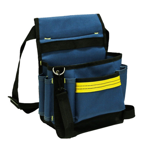 Electrician Maintenance Adjustable Multi-pocket Hardware Tool Belt Bag Multi-function Storage Bag, Black, Blue