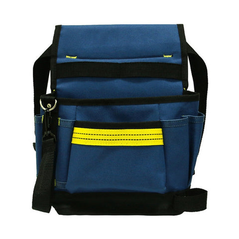 Electrician Maintenance Adjustable Multi-pocket Hardware Tool Belt Bag Multi-function Storage Bag, Black, Blue