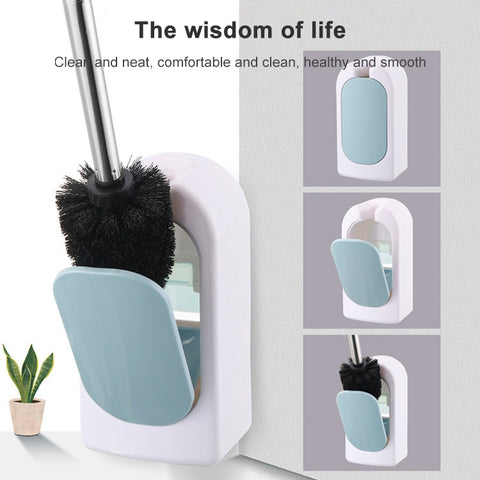 Bathroom Toilet Wall-mounted Toilet Brush Set with Soft Hair and Long Handle Without Dead Corners, Pink, Blue, Green, Grey
