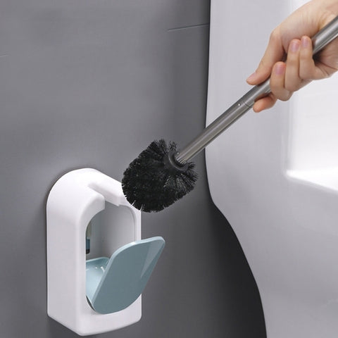 Bathroom Toilet Wall-mounted Toilet Brush Set with Soft Hair and Long Handle Without Dead Corners, Pink, Blue, Green, Grey