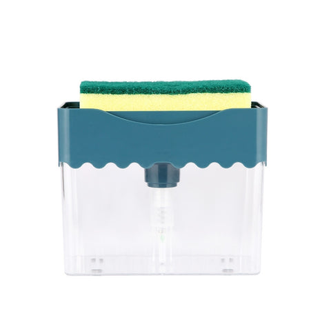 Cleaning Cloth Dishwashing Brush Liquid Box Kitchen Brush Detergent Mixer Press Plastic Soap Box, White, Dark Gray, Dark Blue