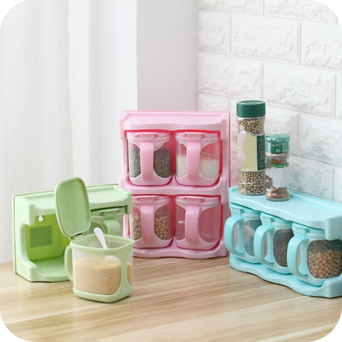 Plastic Seasoning Box Multi-purpose Combination Seasoning Rack Kitchen Supplies, One Grid, Two Grid, Three Grid, Four Grid