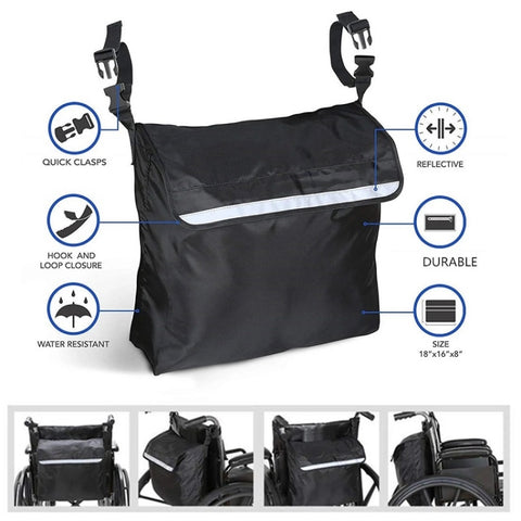 Outdoor Electric Wheelchair Armrest Storage Bag, 18x16x8 inches