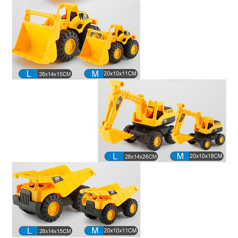 3 PSC / Set Children Simulation Drop-resistant Excavation Engineering Vehicle Toy Set, Random Style Delivery, M, L