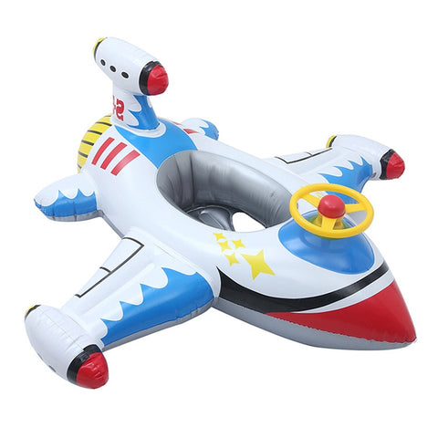 Children Thickened Inflatable Airplane Shape Seat Mount Swimming Ring, Airplane(Blue), Airplane(White)