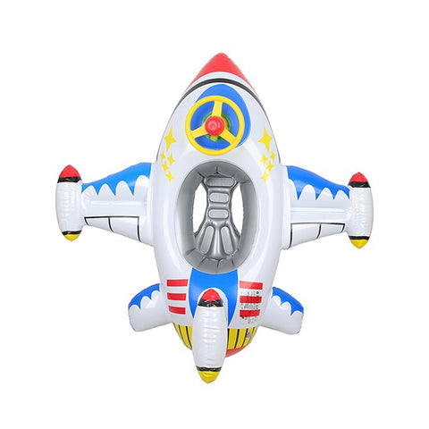 Children Thickened Inflatable Airplane Shape Seat Mount Swimming Ring, Airplane(Blue), Airplane(White)