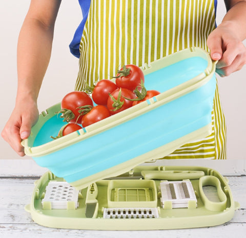 9 in 1 Folding Cutting Board Plastic Multi Function Household Cutting Board Kitchen Antibacterial Mildew Cutting Board Cutting Knife Set