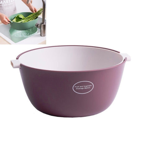 Kitchen Rice Pan Double-dish Vegetable Drain Basket Plastic Fruit Basket, U Shape Light Green, U Shape Dark Red, U Shape Light Gray, O Shape Light Green, O Shape Dark Red