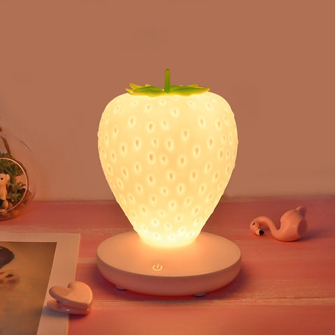 Creative Home LED Silicone Strawberry Night Light USB Rechargeable Bedside Decoration Atmosphere Light, Pink Strawberry, Red Strawberry, White Strawberry