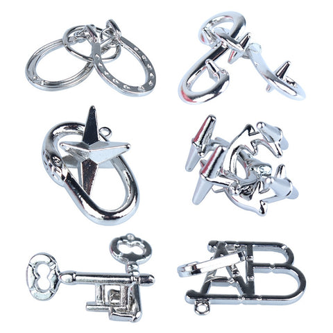 6 PCS / Set Magic Lock Zinc Alloy Brain Developing Puzzles Lock Toys, 6 PCS / Set Puzzles Lock
