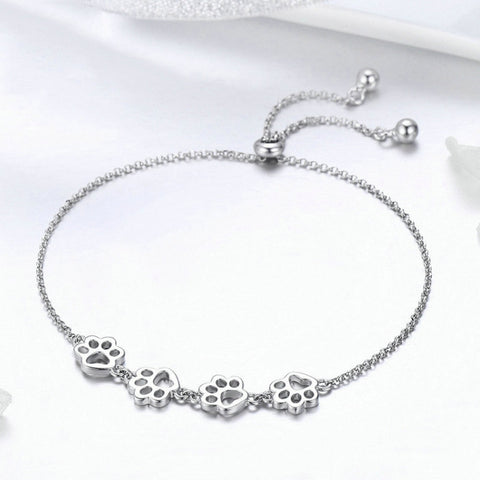 Cute Pet Claw Mark Bracelet S925 Sterling Silver Animal Drip Bracelet, SCB096