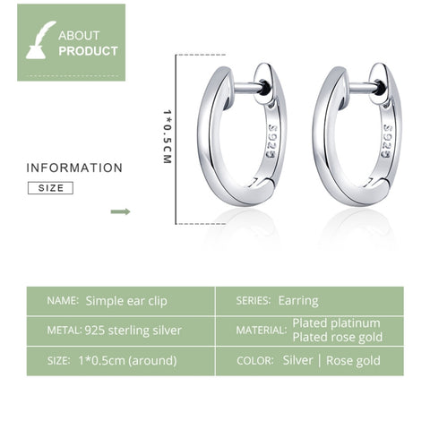 Simple Earrings Sterling Silver S925 Earrings Ear Buckles, Rose Gold, Silver, Gold