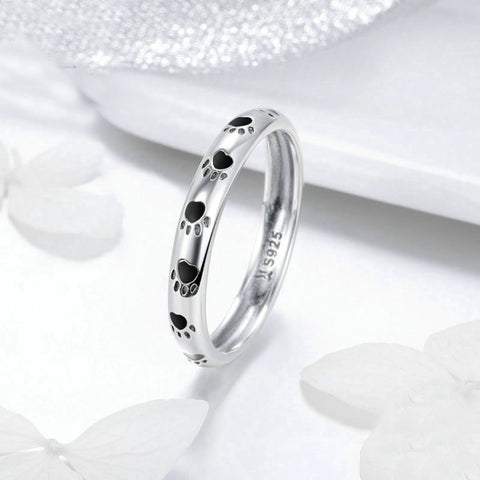 Pet Footprint Ring S925 Sterling Silver Oil Drop Ring, 5, 6, 7, 8, 9