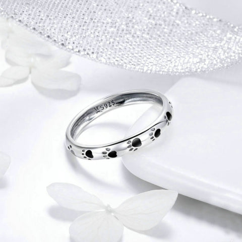 Pet Footprint Ring S925 Sterling Silver Oil Drop Ring, 5, 6, 7, 8, 9