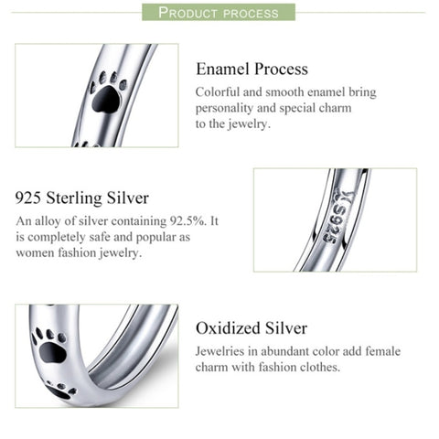 Pet Footprint Ring S925 Sterling Silver Oil Drop Ring, 5, 6, 7, 8, 9