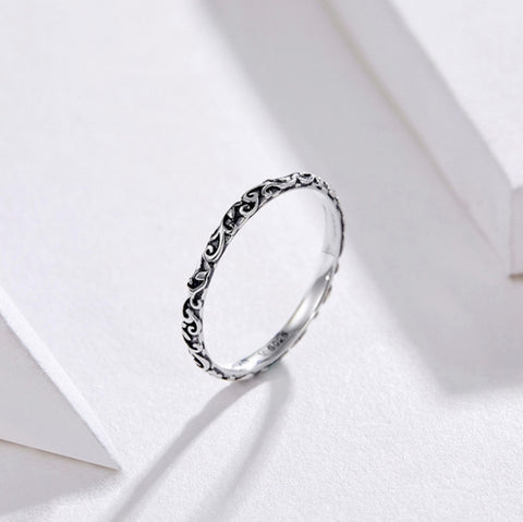 Vintage Pattern Sterling Silver Ring S925 Fashion Pattern Ring, 6 US Size, 7 US Size, 8 US Size, 9 US Size