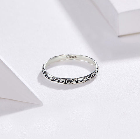 Vintage Pattern Sterling Silver Ring S925 Fashion Pattern Ring, 6 US Size, 7 US Size, 8 US Size, 9 US Size