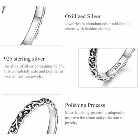 Vintage Pattern Sterling Silver Ring S925 Fashion Pattern Ring, 6 US Size, 7 US Size, 8 US Size, 9 US Size