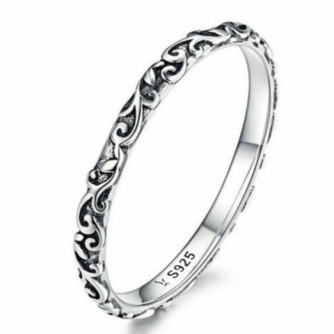 Vintage Pattern Sterling Silver Ring S925 Fashion Pattern Ring, 6 US Size, 7 US Size, 8 US Size, 9 US Size