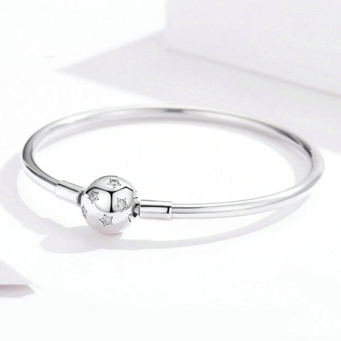 S925 Sterling Silver Star Bracelet DIY Beaded Bracelet, 17cm, 19cm