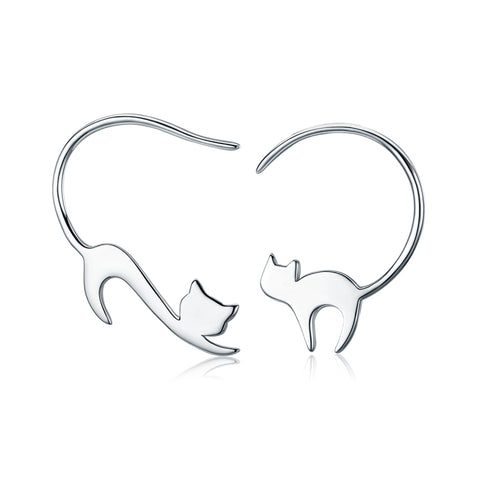 Naughty Cat S925 Sterling Silver Earrings, SCE073