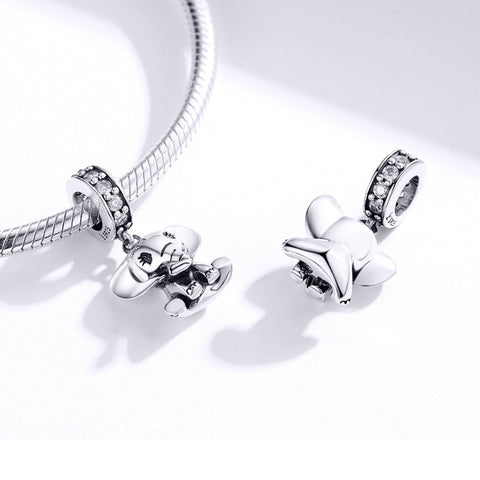 S925 Sterling Silver Animal Elephant Pendant DIY Bracelet Accessories